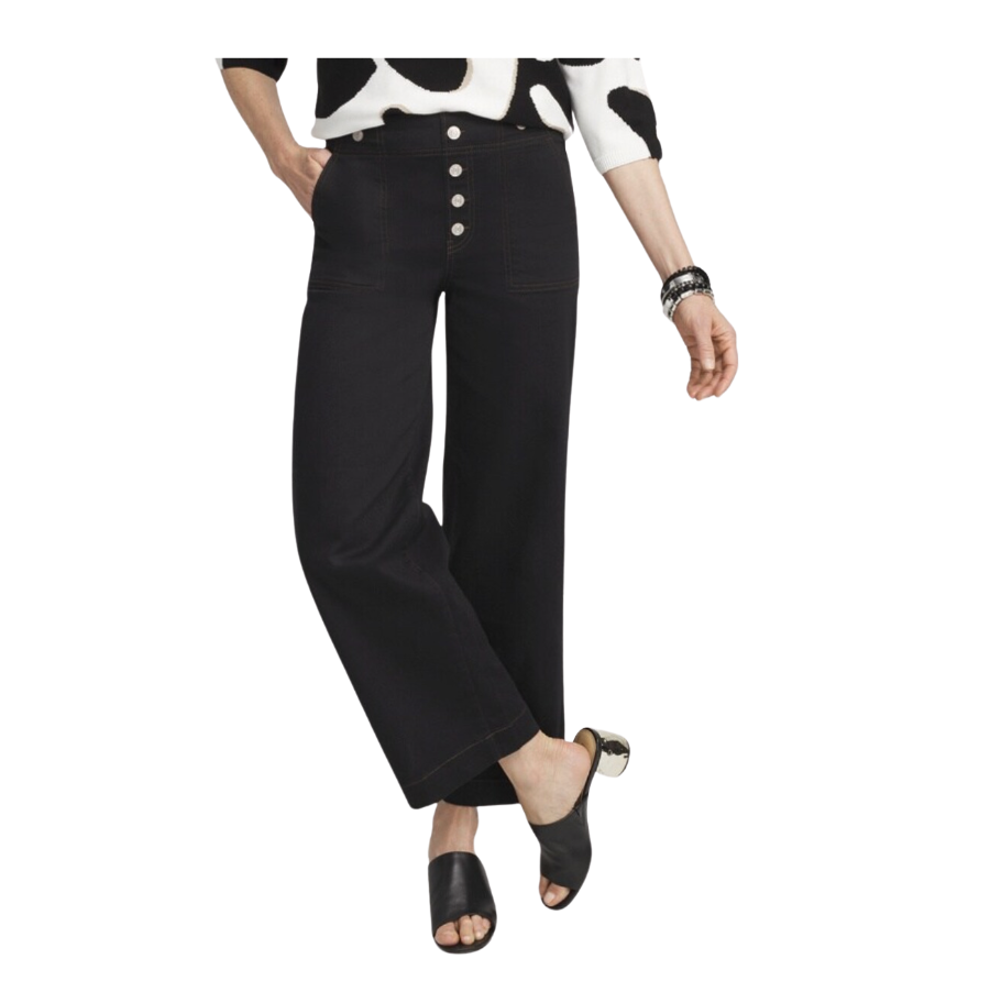 Faux Button Pull-On Cropped Jeans